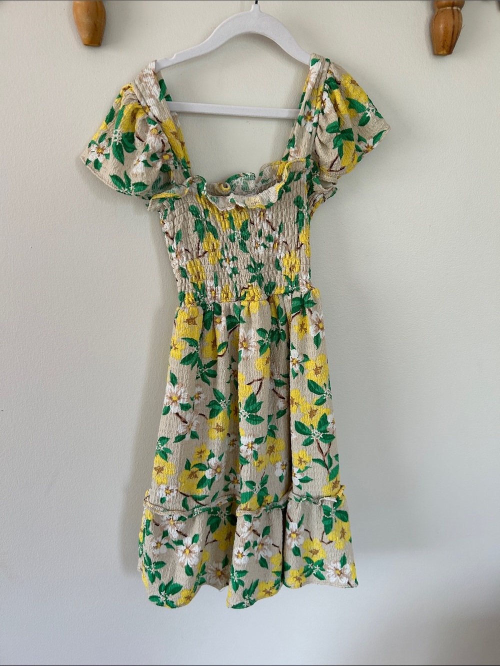 Nannette Yellow & Green Floral Smocked Dress